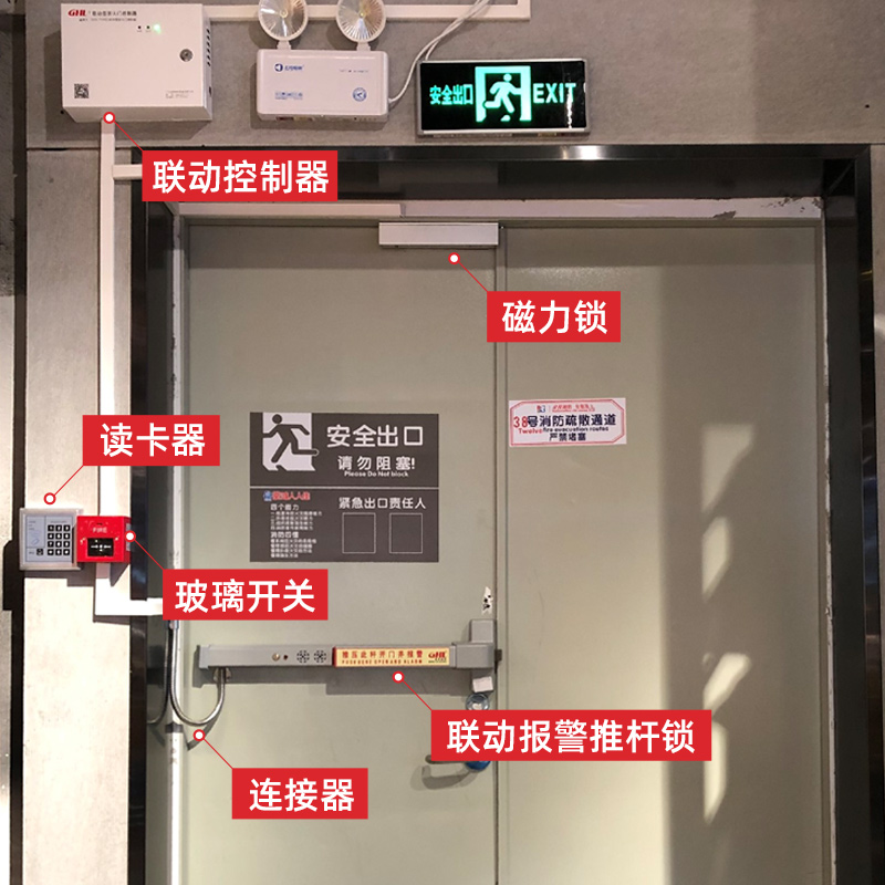 通道門(mén)智能控制器 推桿鎖聯(lián)動(dòng)控制箱 防火門(mén)門(mén)禁磁力鎖控制器 金捍力