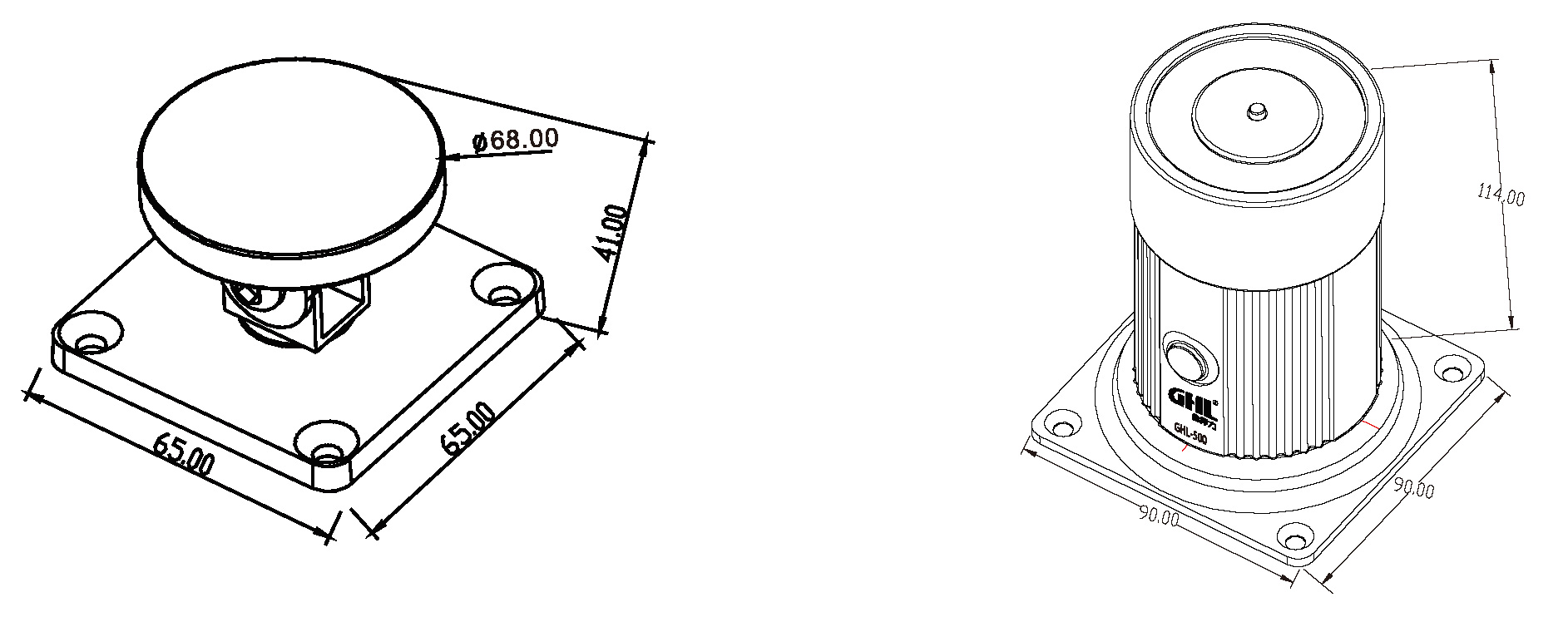 GHL-500（02型）大吸力電磁釋放器尺寸圖