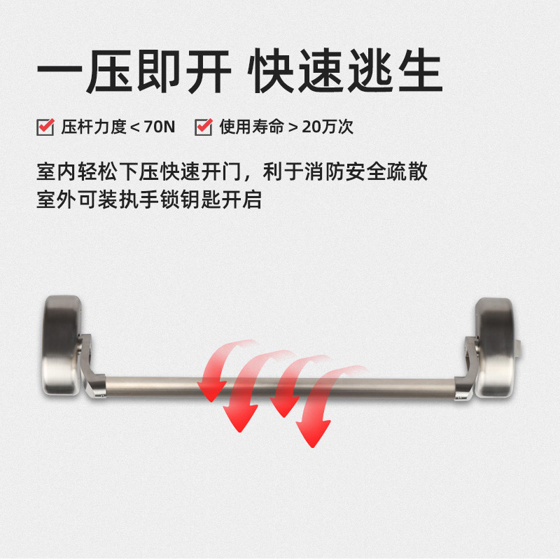 下壓式逃生門鎖 304不銹鋼 單鎖點(diǎn) 潔凈門下壓鎖 金捍力