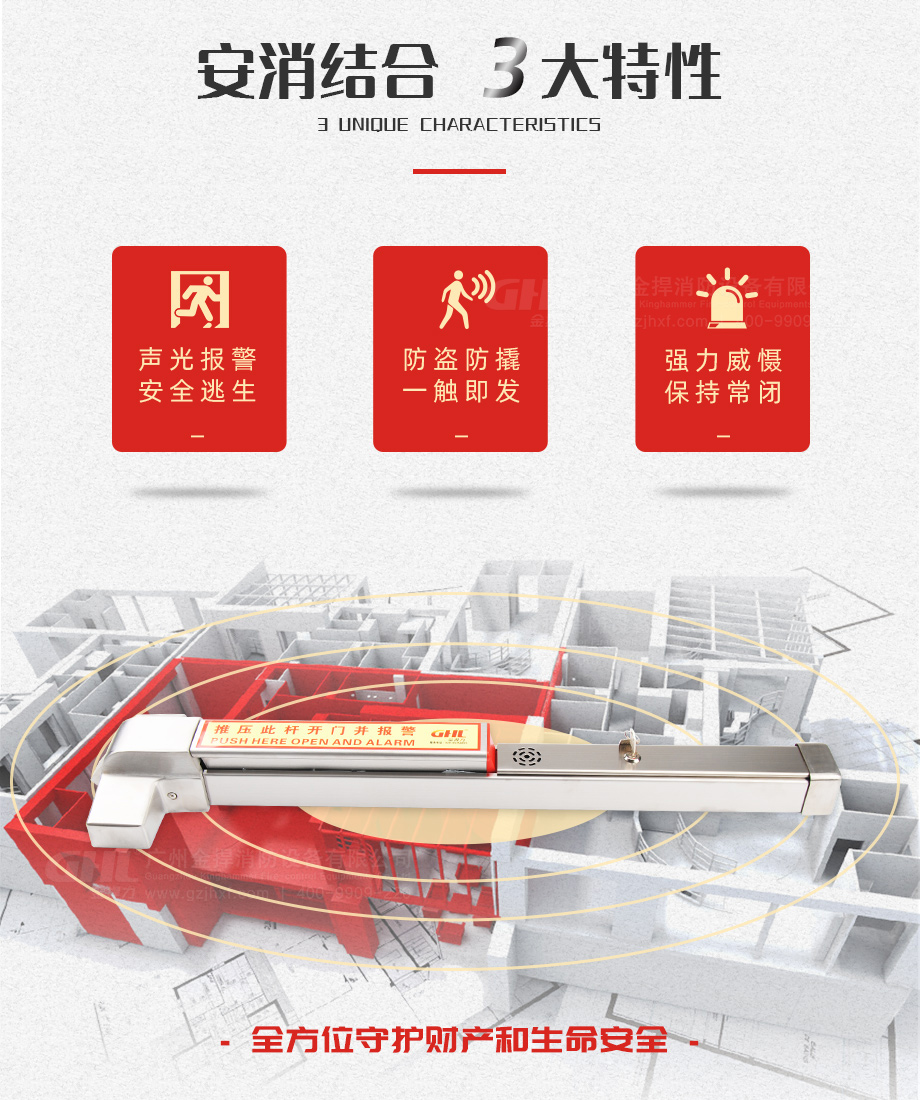 金捍力報(bào)警逃生門鎖3大特性：安全逃生、防盜防撬、保持防火門常閉