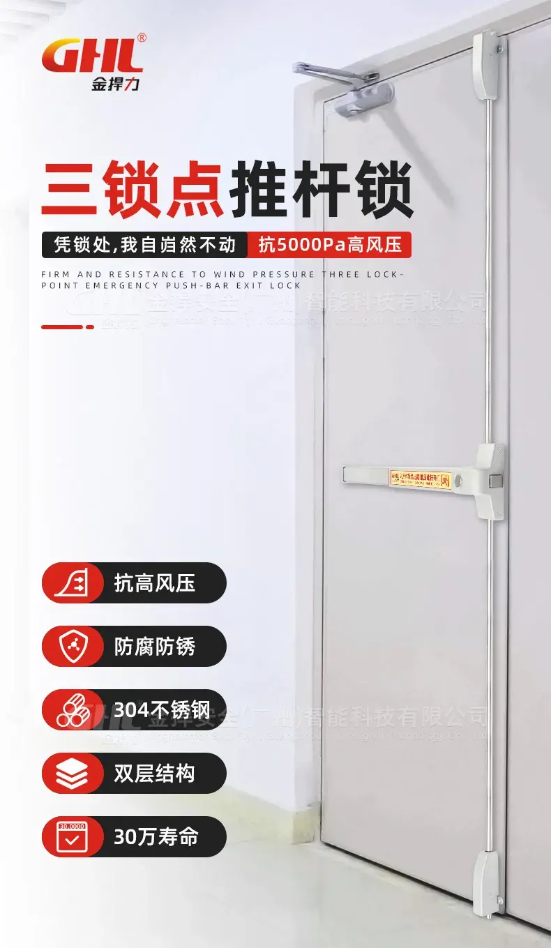 抗5000Pa高風壓三鎖點推桿鎖